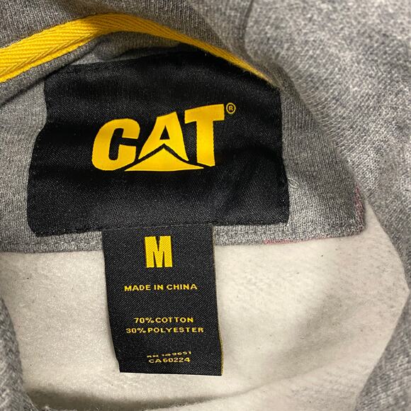 CAT Caterpillar Heavy Machinery Equipment Logo Hoodie Sweatshirt Gray MEDIUM - Picture 6 of 6